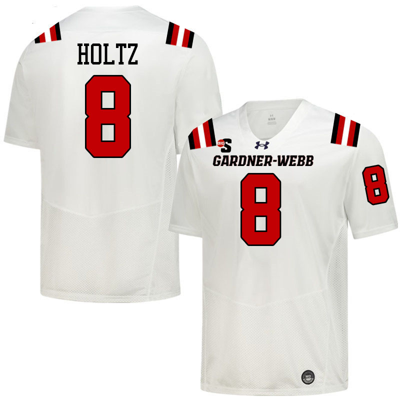 Gardner-Webb Runnin' Bulldogs #8 Robert Holtz College Football Jerseys,Uniforms-White